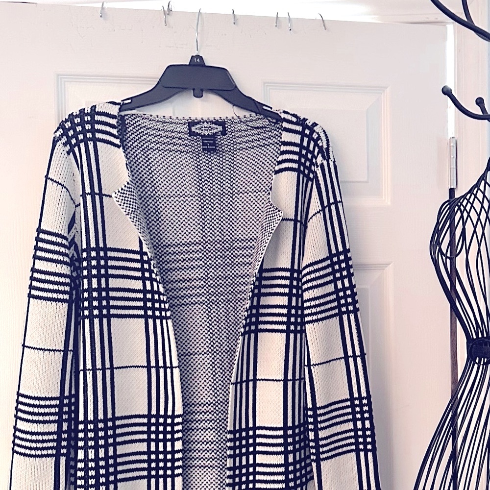 Plaid Open Front Cardigan Sweater